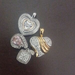 Elegant Heart Pendant Set in Silver and Gold